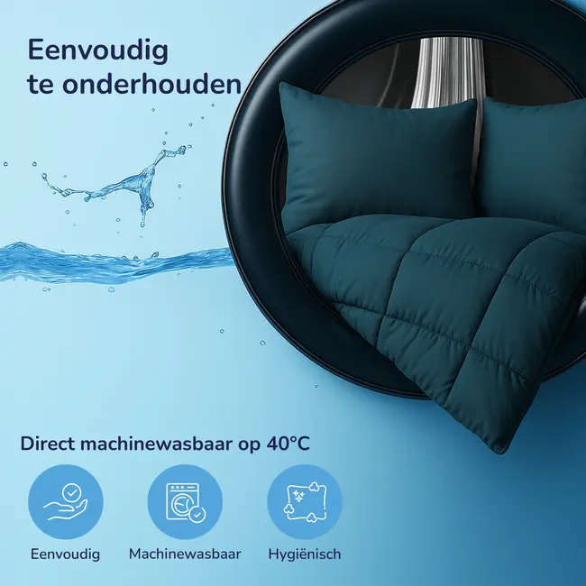 Easy dekbed zonder overtrek inclusief kussensloop - Mousseline - Petrol