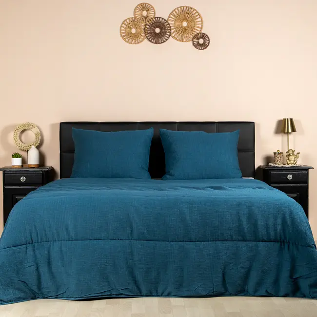 Easy dekbed zonder overtrek inclusief kussensloop - Mousseline - Petrol