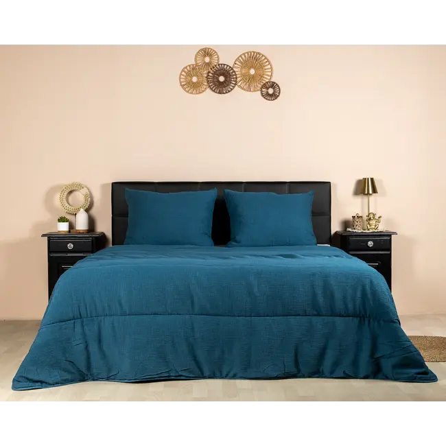 Easy dekbed zonder overtrek inclusief kussensloop - Mousseline - Petrol