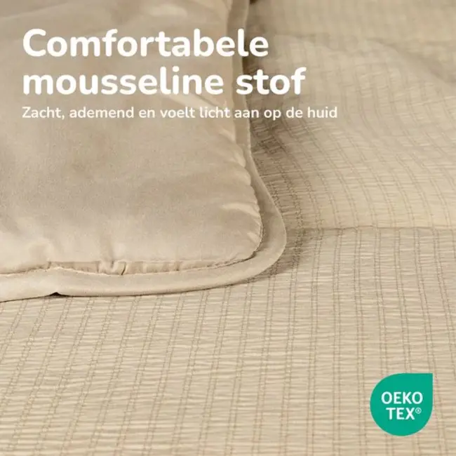 Easy dekbed zonder overtrek inclusief kussensloop - Mousseline - Taupe