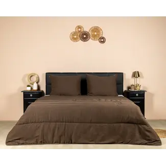 .Decoware® Easy dekbed zonder overtrek inclusief kussensloop - Mousseline - Chocolade bruin
