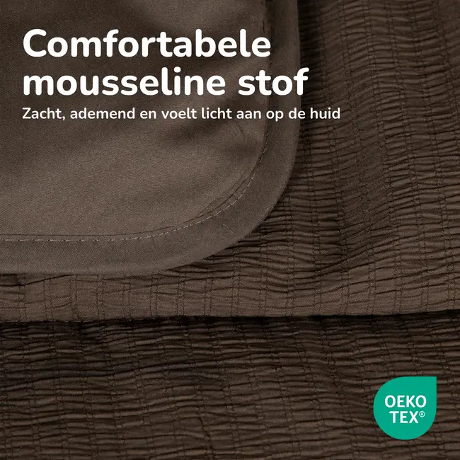 Easy dekbed zonder overtrek inclusief kussensloop - Mousseline - Chocolade bruin