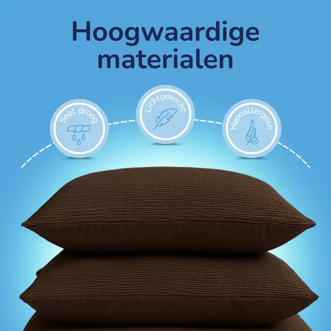 Easy dekbed zonder overtrek inclusief kussensloop - Mousseline - Chocolade bruin