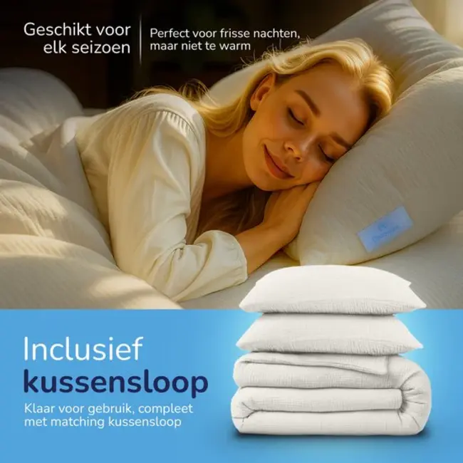 Easy dekbed zonder overtrek inclusief kussensloop - Mousseline - off white