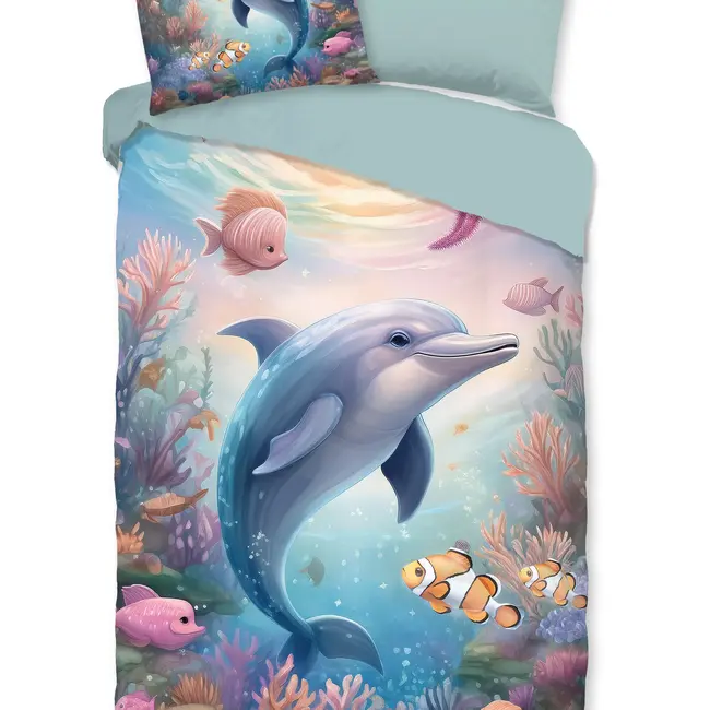 Katoen kinderdekbedovertrek Baya - eenpersoons (140x220 + 60x70 cm)