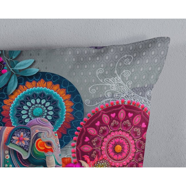 Katoensatijn dekbedovertrek Abhay - paars - mandala's