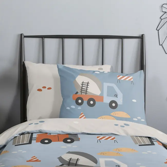 Kinder dekbedovertrek Mack - katoen - eenpersoons (140x220 + 60x70 cm)