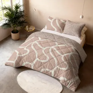 Sleeptime Lazy dekbed zonder overtrek Shapes  incl. kussensloop - zand