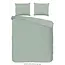 Hotelstreep dekbedovertrek - zachtgroen - katoensatijn