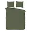 Hotelstreep dekbedovertrek - olijfgroen - katoensatijn