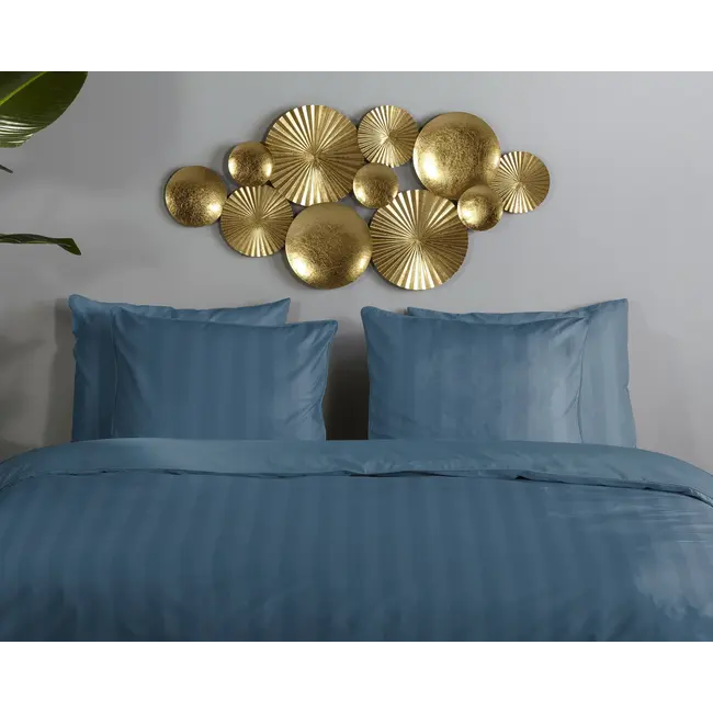 Hotelstreep dekbedovertrek - denim blauw - katoensatijn