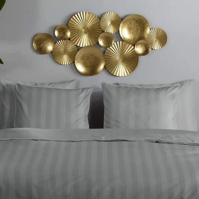 Hotelstreep dekbedovertrek - grijs - katoensatijn