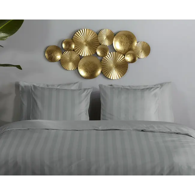 Hotelstreep dekbedovertrek - grijs - katoensatijn