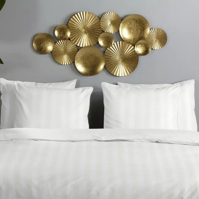 Hotelstreep dekbedovertrek - wit - katoensatijn