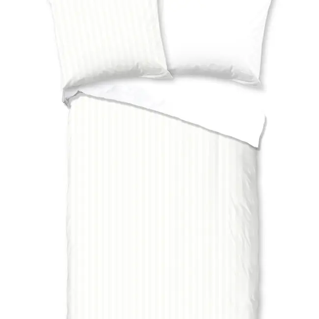 Ledikant dekbedovertrek streep - wit - katoensatijn
