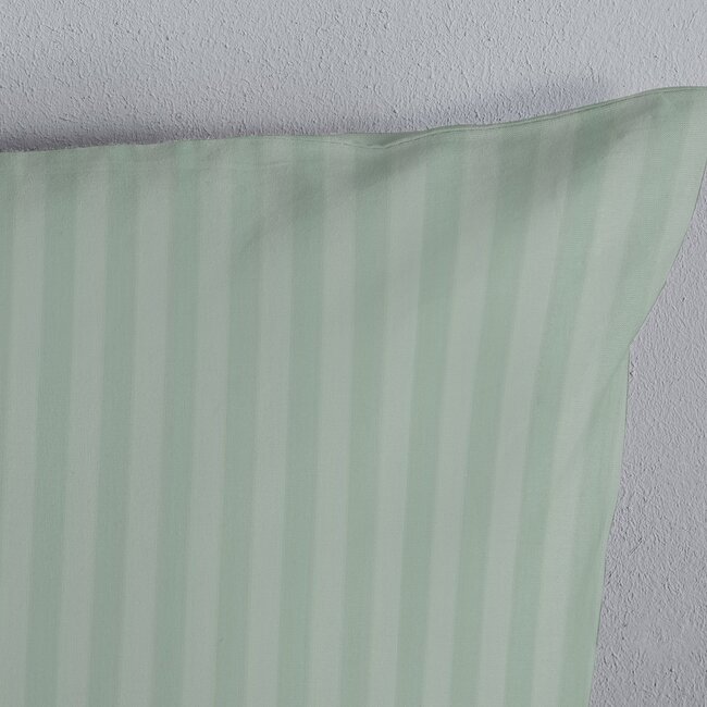 Peuterbed dekbedovertrek streep - zachtgroen - katoesatijn - 120x150 x 60x70 cm