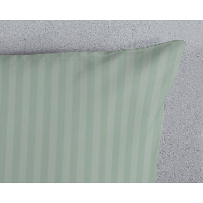 Peuterbed dekbedovertrek streep - zachtgroen - katoesatijn - 120x150 x 60x70 cm