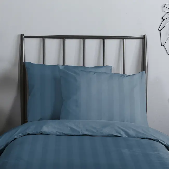 Peuterbed dekbedovertrek streep - Denim blauw - katoesatijn - 120x150 x 60x70 cm