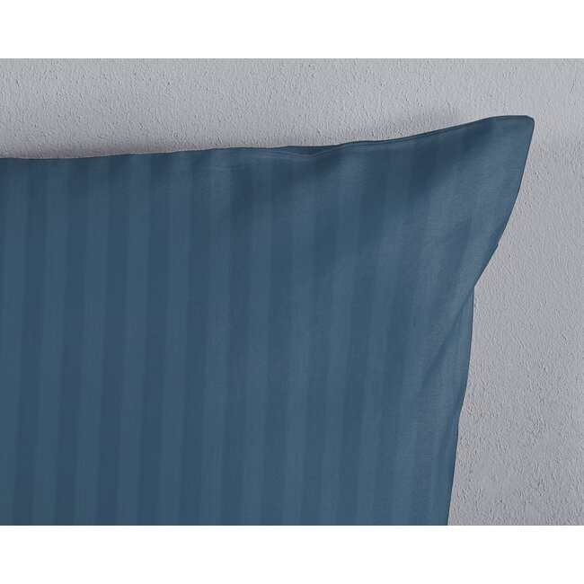 Peuterbed dekbedovertrek streep - Denim blauw - katoesatijn - 120x150 x 60x70 cm