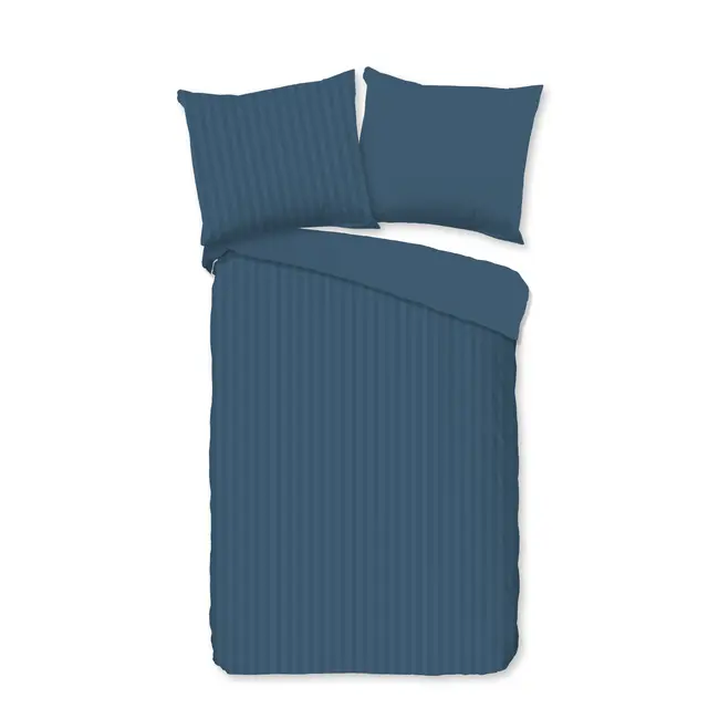 Peuterbed dekbedovertrek streep - Denim blauw - katoesatijn - 120x150 x 60x70 cm