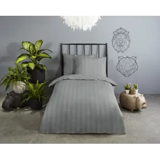 Descanso Peuterbed dekbedovertrek streep - grijs - katoesatijn - 120x150 x 60x70 cm