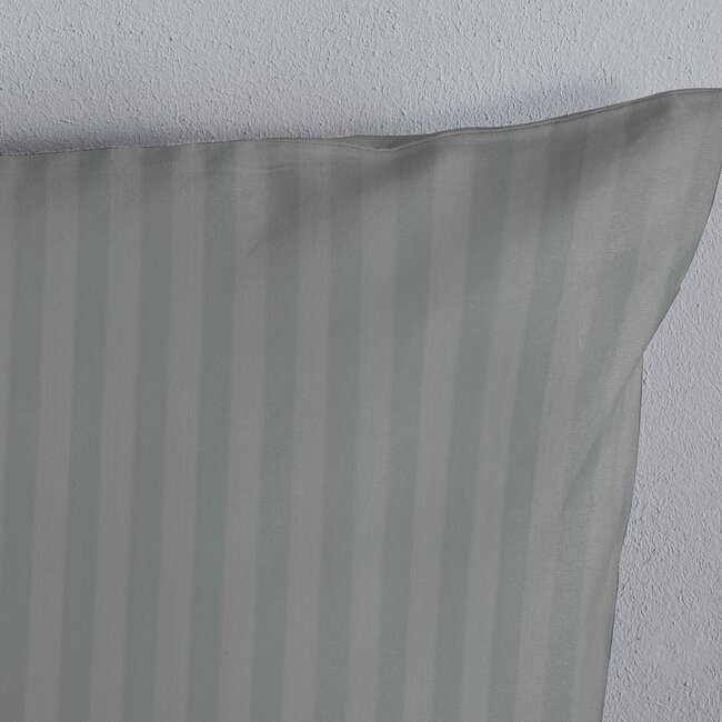 Peuterbed dekbedovertrek streep - grijs - katoesatijn - 120x150 x 60x70 cm