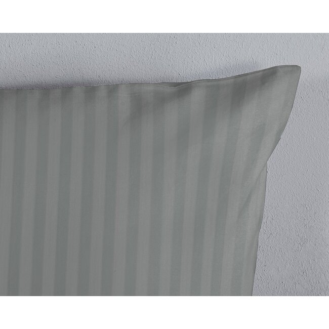 Peuterbed dekbedovertrek streep - grijs - katoesatijn - 120x150 x 60x70 cm