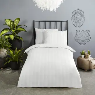 Descanso Peuterbed dekbedovertrek streep - wit - katoesatijn - 120x150 x 60x70 cm