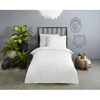 Descanso Peuterbed dekbedovertrek streep - wit - katoesatijn - 120x150 x 60x70 cm