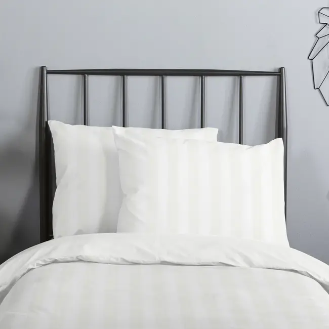 Peuterbed dekbedovertrek streep - wit - katoesatijn - 120x150 x 60x70 cm