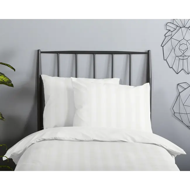 Peuterbed dekbedovertrek streep - wit - katoesatijn - 120x150 x 60x70 cm