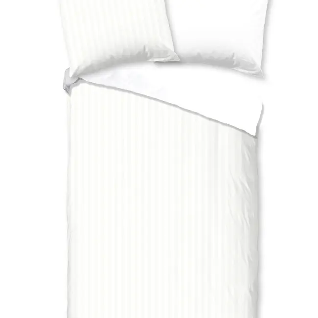 Peuterbed dekbedovertrek streep - wit - katoesatijn - 120x150 x 60x70 cm