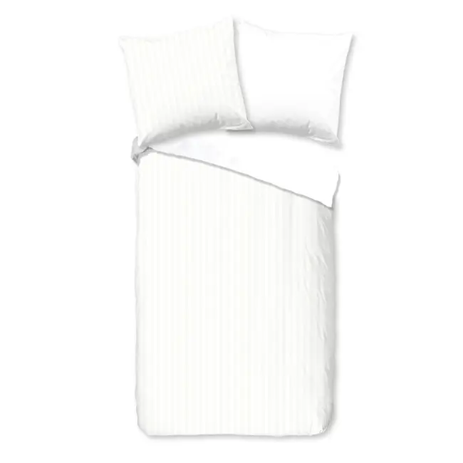 Peuterbed dekbedovertrek streep - wit - katoesatijn - 120x150 x 60x70 cm