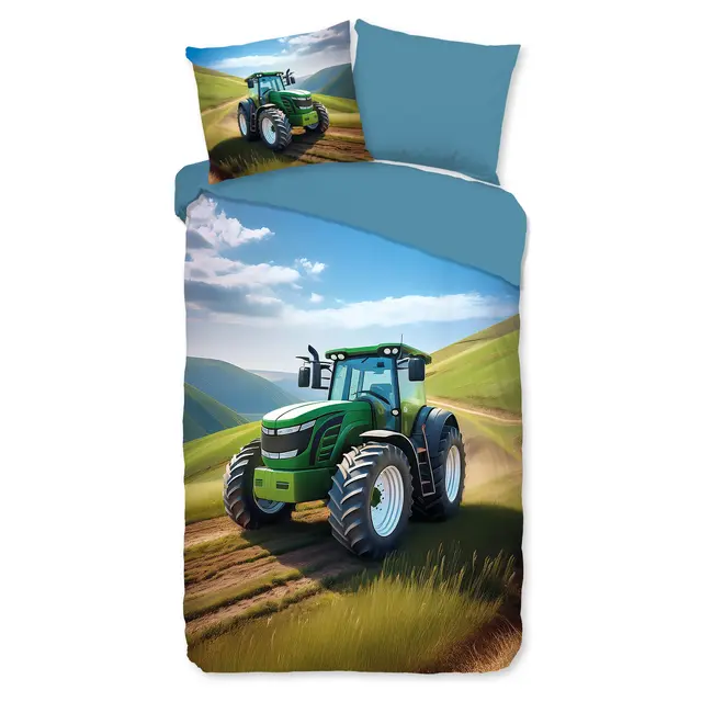 Kinderdekbedovertrek Groene trekker - katoen - eenpersoons - 140x220 + 60x70 cm