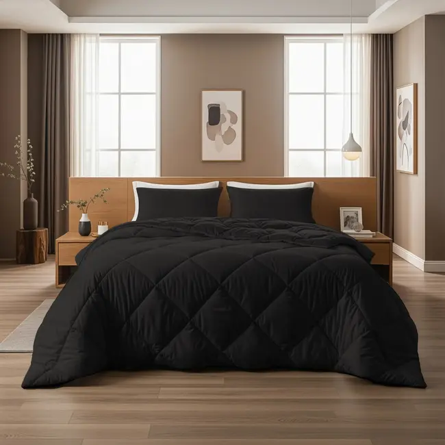 Lazy dekbed zonder overtrek incl. kussensloop Diamond  - zwart