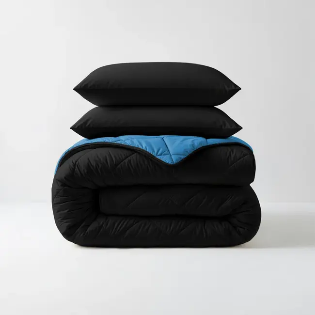 Lazy dekbed zonder overtrek incl. kussensloop Diamond  - zwart/blauw