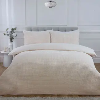 So Soft Teddy fleece dekbedovertrek met cashmere - Waffle - crème