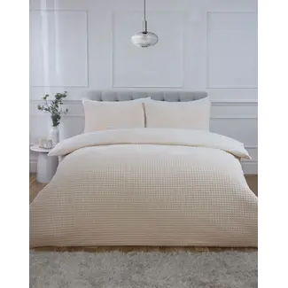 So Soft Teddy fleece dekbedovertrek met cashmere - Waffle - crème