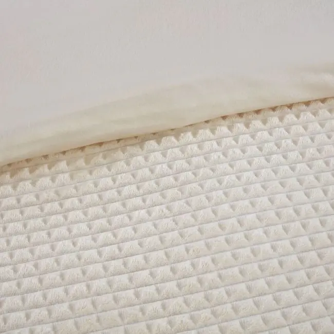 Teddy fleece dekbedovertrek met cashmere - Waffle - crème