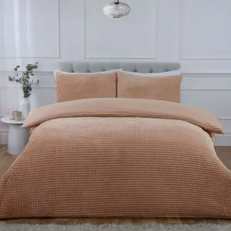 So Soft Teddy fleece dekbedovertrek met cashmere - Waffle - latte