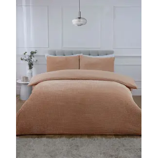 So Soft Teddy fleece dekbedovertrek met cashmere - Waffle - latte