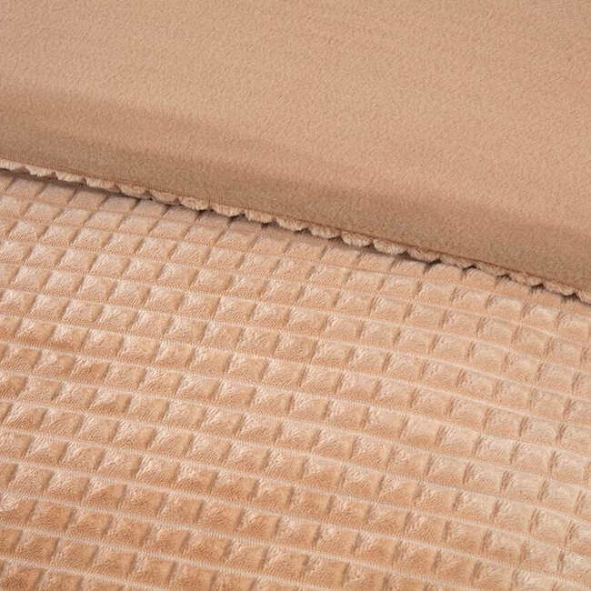 Teddy fleece dekbedovertrek met cashmere - Waffle - latte