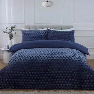 So Soft Teddy fleece dekbedovertrek met cashmere - Diamond - navy