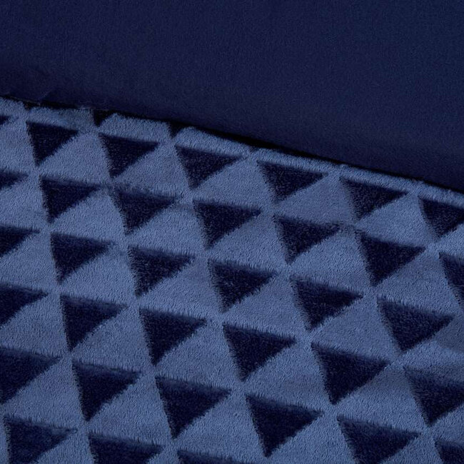 Teddy fleece dekbedovertrek met cashmere - Diamond - navy