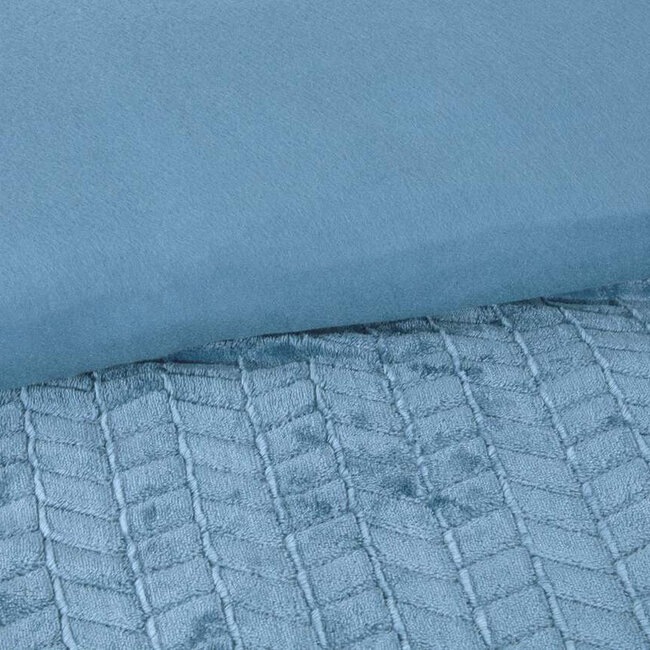 Teddy fleece dekbedovertrek met cashmere - Chevron - petrol