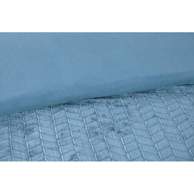 Teddy fleece dekbedovertrek met cashmere - Chevron - petrol