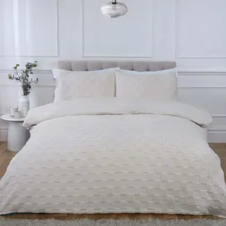 So Soft Teddy fleece dekbedovertrek met cashmere - Check - crème