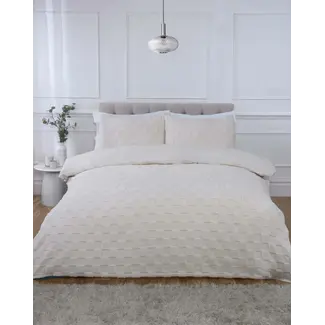 So Soft Teddy fleece dekbedovertrek met cashmere - Check - crème