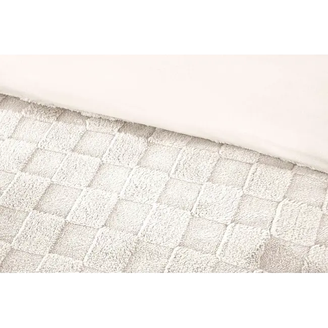 Teddy fleece dekbedovertrek met cashmere - Check - crème