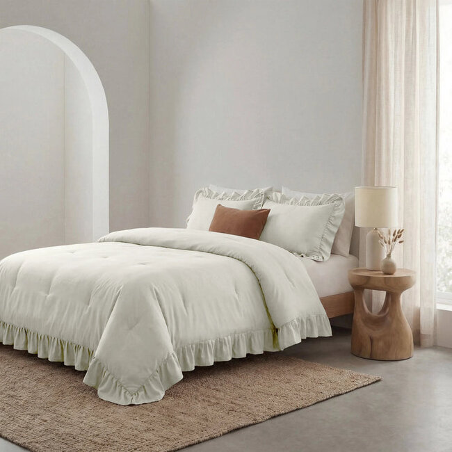 Lazy dekbed zonder overtrek Ruffles - exclusief kussensloop - Creme